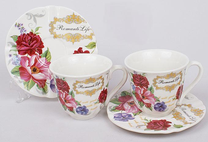 Кавовий набір Romantic Life E98 2 чашки 90 мл і 2 блюдця