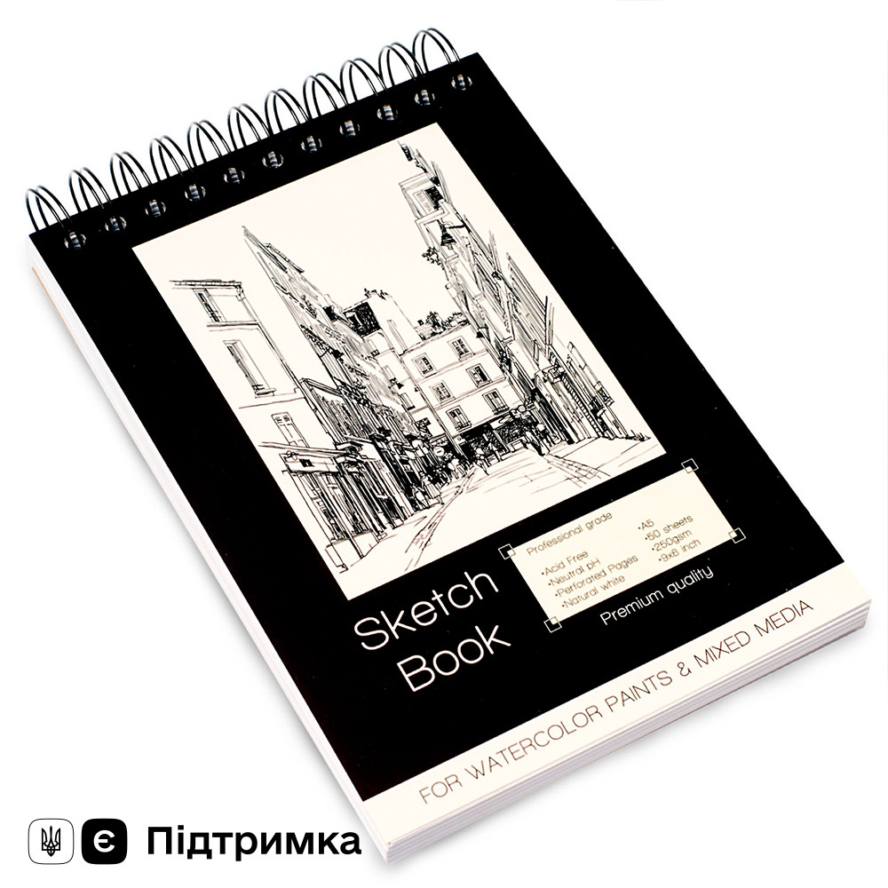 Альбом для скетчингу та малювання на спіралі папір формату А4 250 г\м2 на 30 аркушів, Відеоогляд!