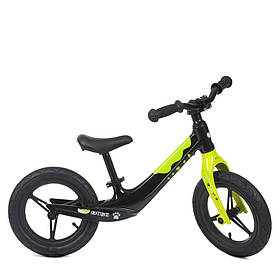 Дитячий беговел 12 дюймів (сталь, надувні колеса) PROFI KIDS LMG1255-2 Чорно-салатовий