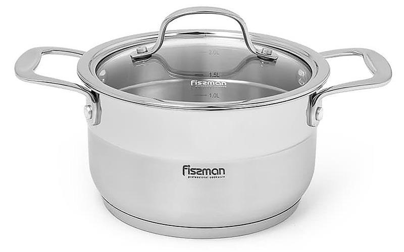 Каструля Fissman Nordia 1.8 л із неіржавкої сталі зі скляною кришкою