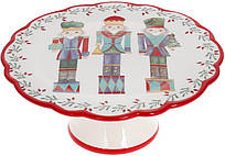 Підставка для торта "Щескунчик" 21.6 см, кераміка, червоно-біла