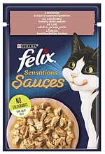 Корм для кішок Пауч Felix Sensations (Фелікс Сенсейшен) з лососем соус 100г
