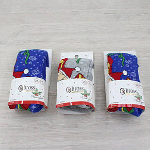Дитячі колготи м'які якісні Bross бавовняні новорічний малюнок 3 пар/уп мікс кольорів 7 років