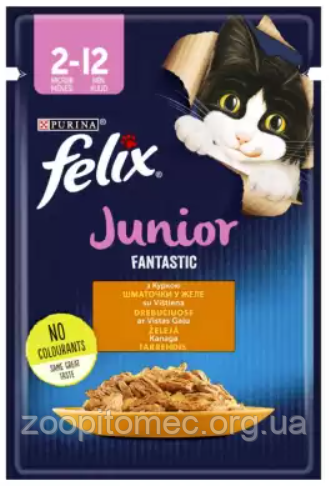 Пауч для кошенят Felix Junior Fantastic Purina (Пурину) Фелікс Юніор з куркою 100г