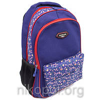 Рюкзак школьный California "M" синий с цветами, 42х29х15см.