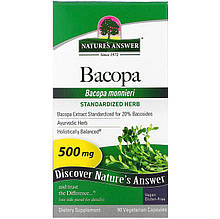 Бакопа Nature's Answer "Bacopa" для поліпшення пам'яті, 500 мг (90 капсул)