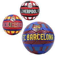 Мяч футбольный с логотипом клуба, размер 5, ручная работа, 3 вида в ассортименте, вес 400 г.