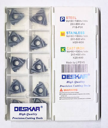 16IR 3.0 ISO LDA DESKAR (Сталь, Нержавіюча сталь, Чавун) Твердосплавна пластина, фото 1