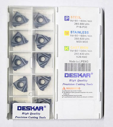 16IR 11 W LDA DESKAR (Сталь, Нержавіюча сталь, Чавун) Твердосплавна пластина, фото 1