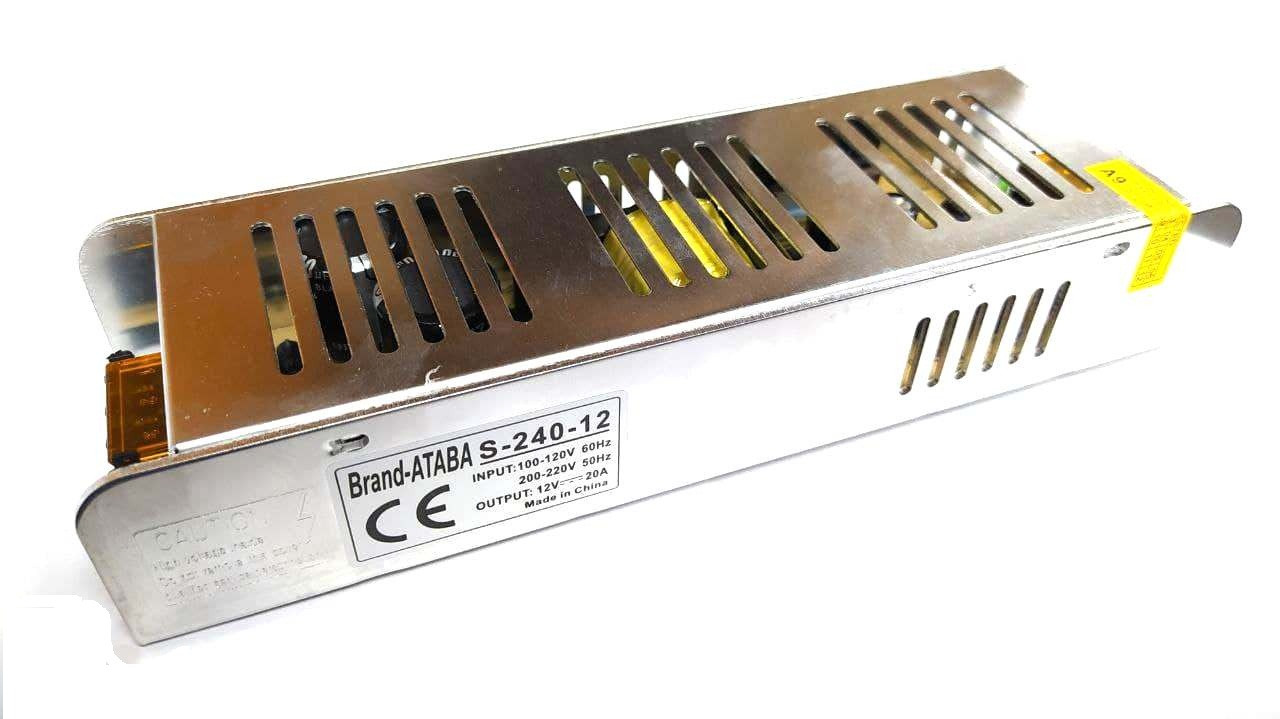 Блок живлення 12V 20A 240W (металевий корпус) 223х68х41мм