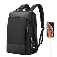 Городской мужской черный рюкзак BOPAI для ноутбука 15,6'' с USB разъемом для зарядки гаджетов, c возможностью