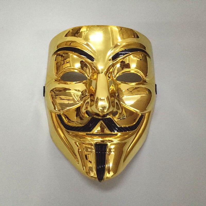 Маска золото Гая фокса карнавальна чоловіча анонімус 2045