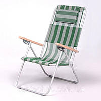 Кресло-шезлонг для дачи и отдыха на природе "Ясень" d20 мм (текстилен бело-зеленый)