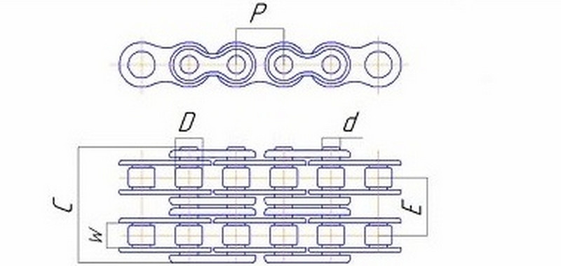Ланцюг приводу знижувального редуктора 17 ланок — 168F, фото 1