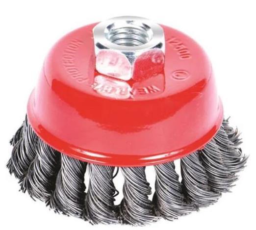 Щітка-крацовка Sigma "чашка" гайка М14, d 125 мм вита сталь, фото 1