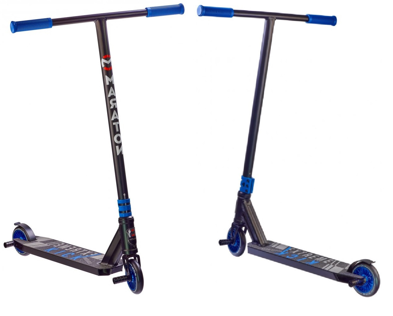 Труковий двоколісний самокат Maraton DEXTER колеса 110 мм з пегами та фігурним хомутом Синій, фото 1