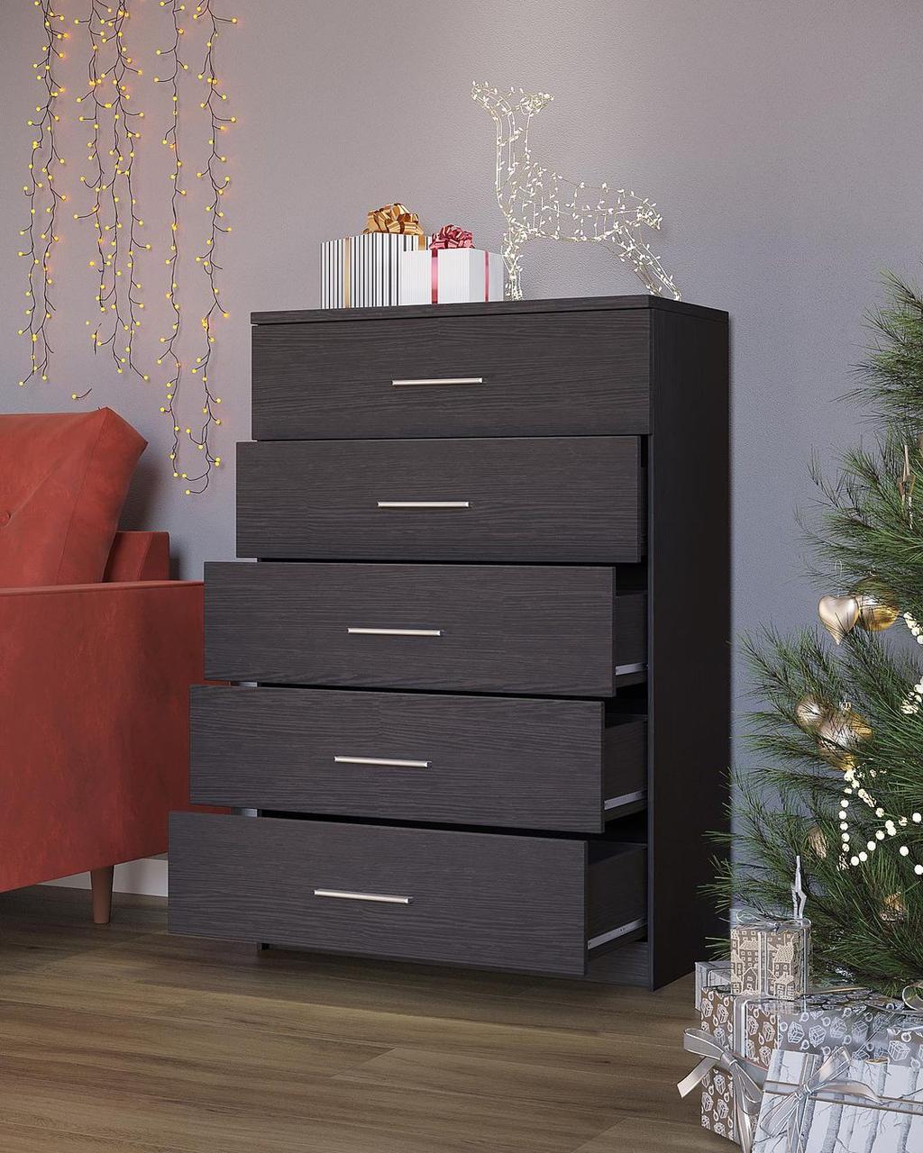 Вместительный Белый Комод для Одежды на 5 Ящиков в Спальню Гостиную ...