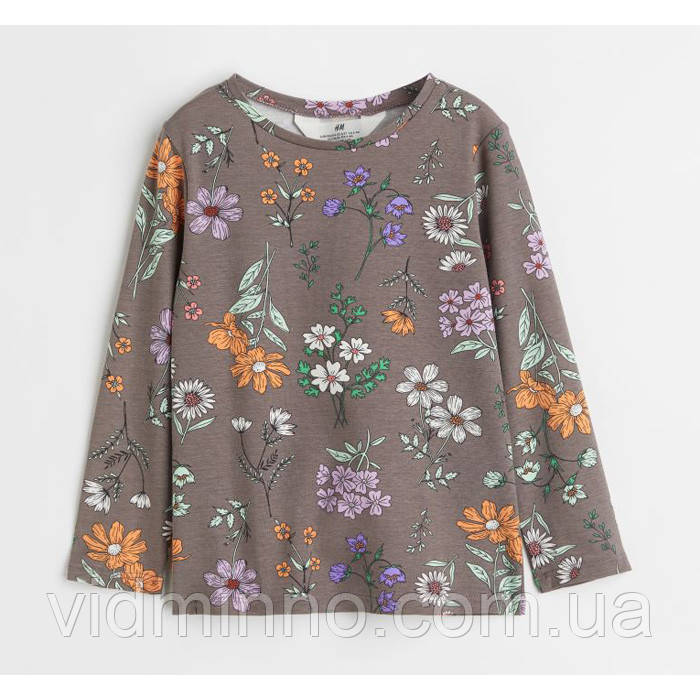 Кофта лонгслів реглан H&M для дівчинки р.110/116 - 4-6 років, квіти, фото 1