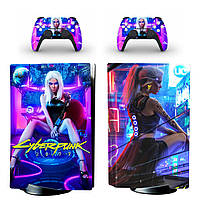 Виниловые наклейки на PS5 Disk Drive version и геймпад DualSense Cyberpunk 2077 Sony PlayStation 5 игровая