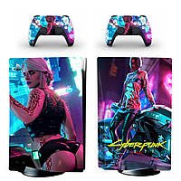 Виниловые наклейки на PS5 Disk Drive version и геймпад DualSense Cyberpunk 2077 Sony PlayStation 5 игровая