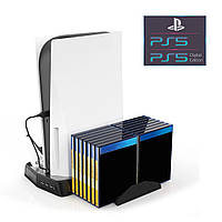 Вертикальная подставка KJH для Sony PlayStation PS5 Disk Drive version / PS5 Digital Edition с охлаждающими
