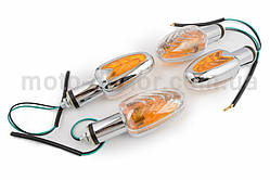 Повороти міні (пара) човник (хром, прозоре скло) "EVO"