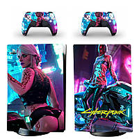 Виниловые наклейки на PS5 Digital Edition и геймпад DualSense Cyberpunk 2077 Sony PlayStation 5 игровая