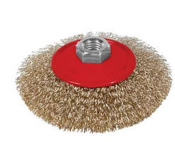 Щітка-крацовка Sigma "конус" гайка М14×2 мм, d 100 мм латунь