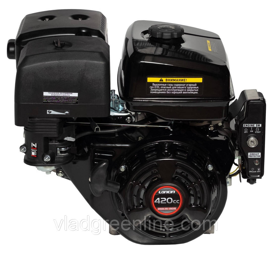 Двигун бензиновий Loncin G420FD (16 л.с., ел. стартер, шпанка 25 мм, євро 5)