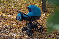 Универсальная всесезонная детская коляска 2в1 "Discovery" с сумкой дождевиком и сеткой / синяя