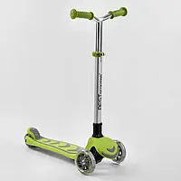 Самокат триколісний Y-00436 (4) Best Scooter, САЛАТОВИЙ, складне алюмінієве кермо, 4 колеса PU зі світлом, d =