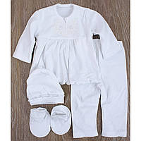 Вышитый костюм для крещения девочки белый демисезонный - кофточка, шапочкой, штанишки, пинетки, Ладан