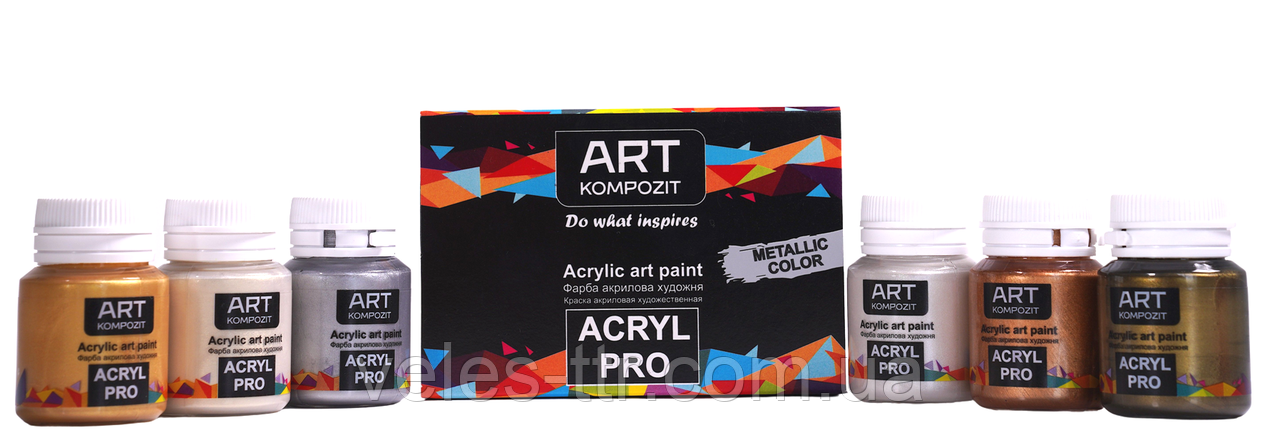 Набір акрилових фарб художніх металік 6х20 мл ACRYL PRO ART Kompozit