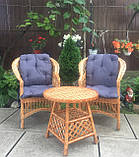 2 крісла "Обічні" із сіро-синіми подушками та столик журнальний "Круглий-Сітка", фото 5