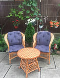 2 крісла "Обічні" із сіро-синіми подушками та столик журнальний "Круглий-Сітка", фото 3