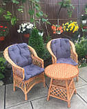 2 крісла "Обічні" із сіро-синіми подушками та столик журнальний "Круглий-Сітка", фото 4