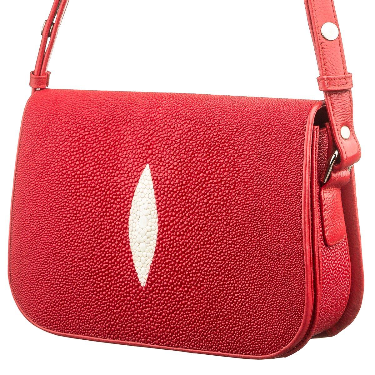 Сумка жіноча STINGRAY LEATHER 182007 з натуральної шкіри морського ската Червона, фото 1