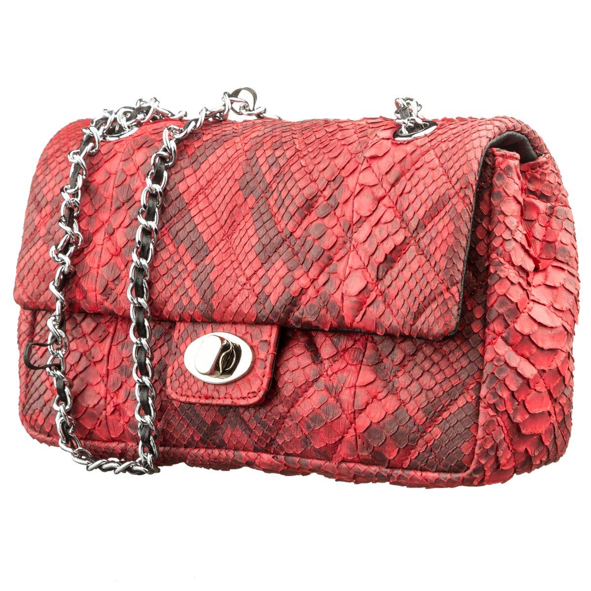 Сумка жіноча SNAKE LEATHER 182010 з натуральної шкіри пітона Червона, фото 1