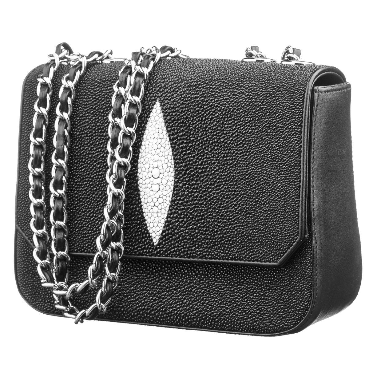 Клатч жіночий STINGRAY LEATHER 182013 з натуральної шкіри морського ската Чорний, фото 1