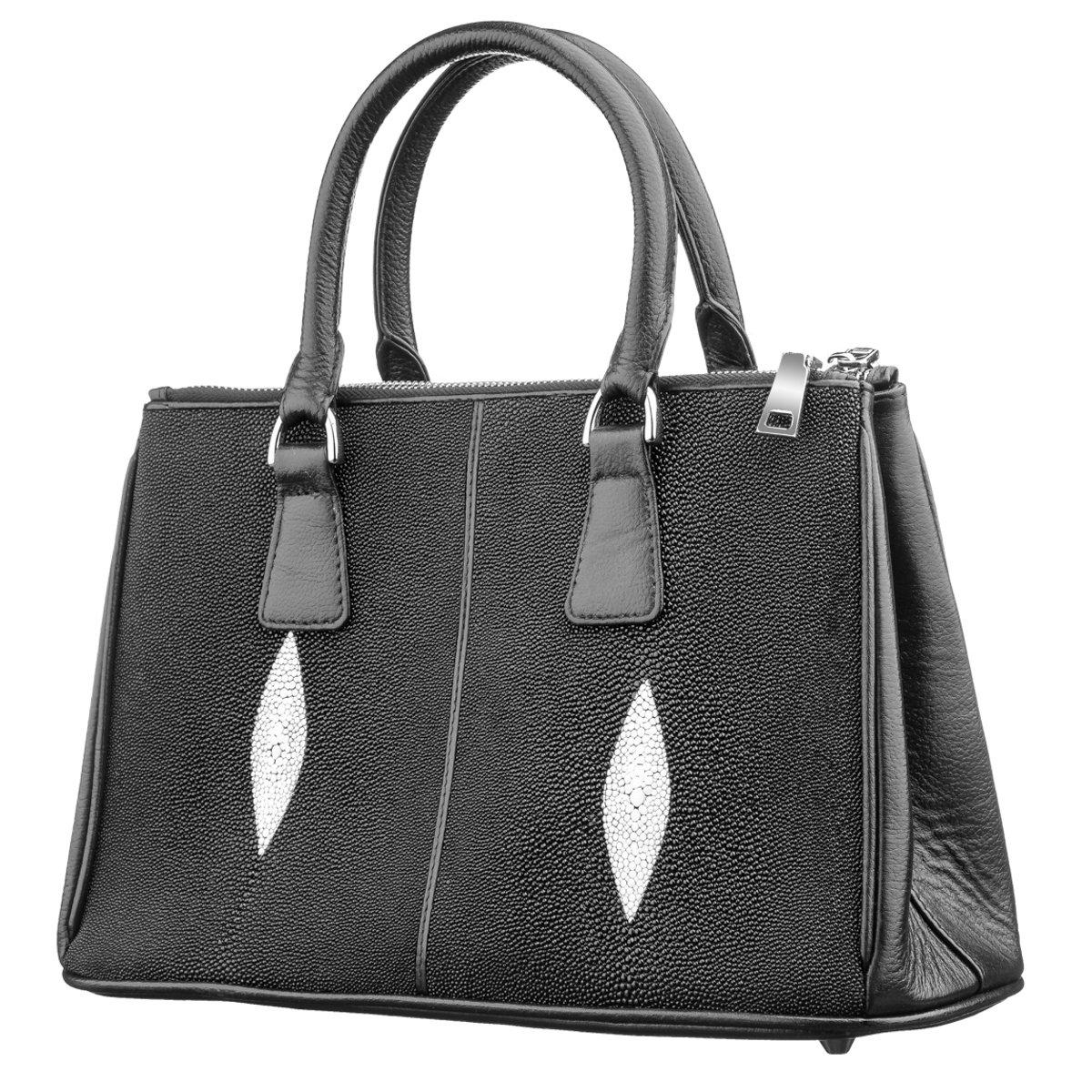 Сумка жіноча STINGRAY LEATHER 182018 з натуральної шкіри морського ската Чорна, фото 1