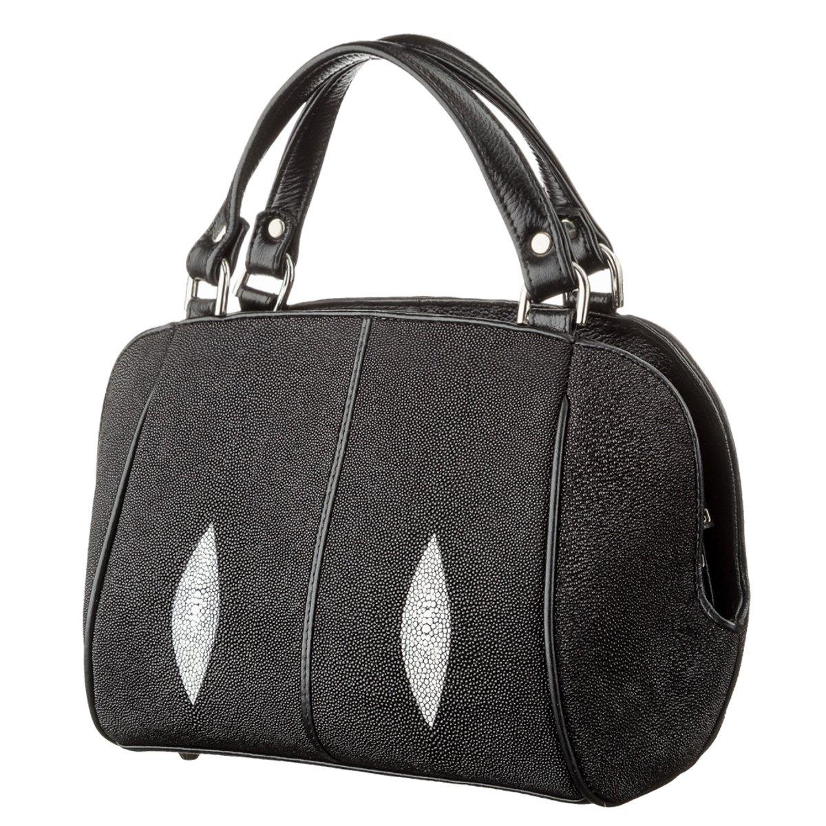 Сумка жіноча STINGRAY LEATHER 182021 з натуральної шкіри морського ската Чорна, фото 1