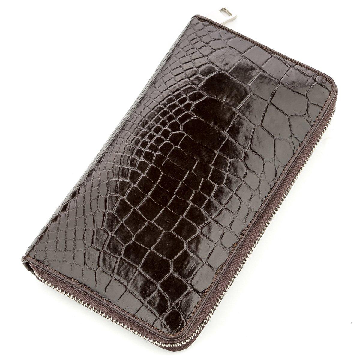 Чоловічий клатч CROCODILE LEATHER 182032 з натуральної шкіри крокодила Коричневий, фото 1