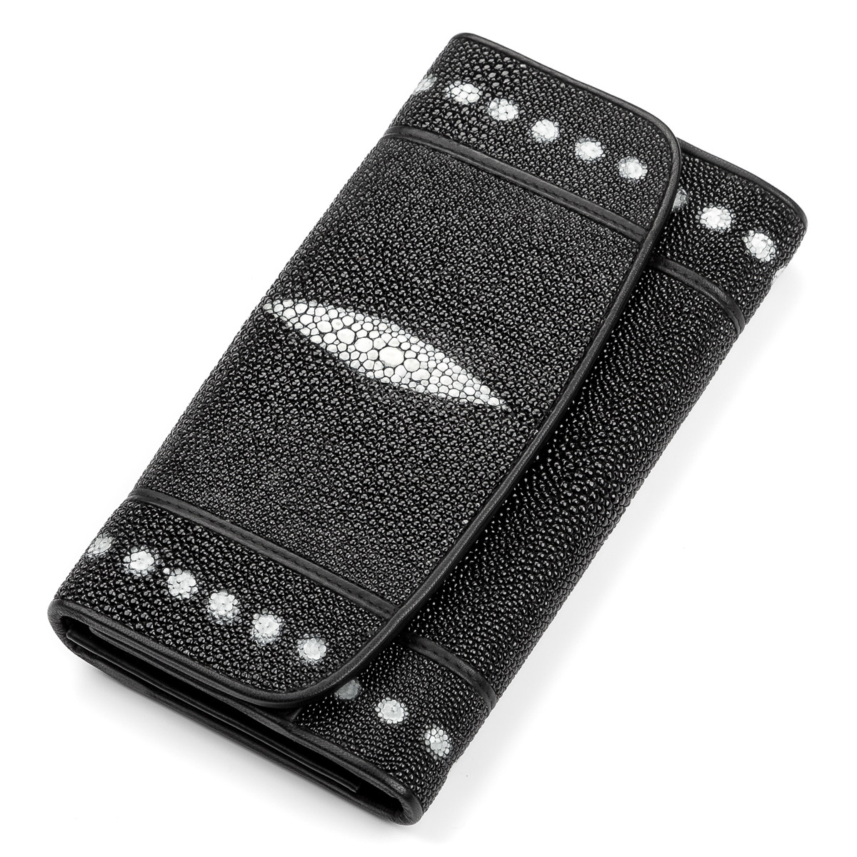 Гаманець жіночий STINGRAY LEATHER 181253 з натуральної шкіри морського ската Чорний