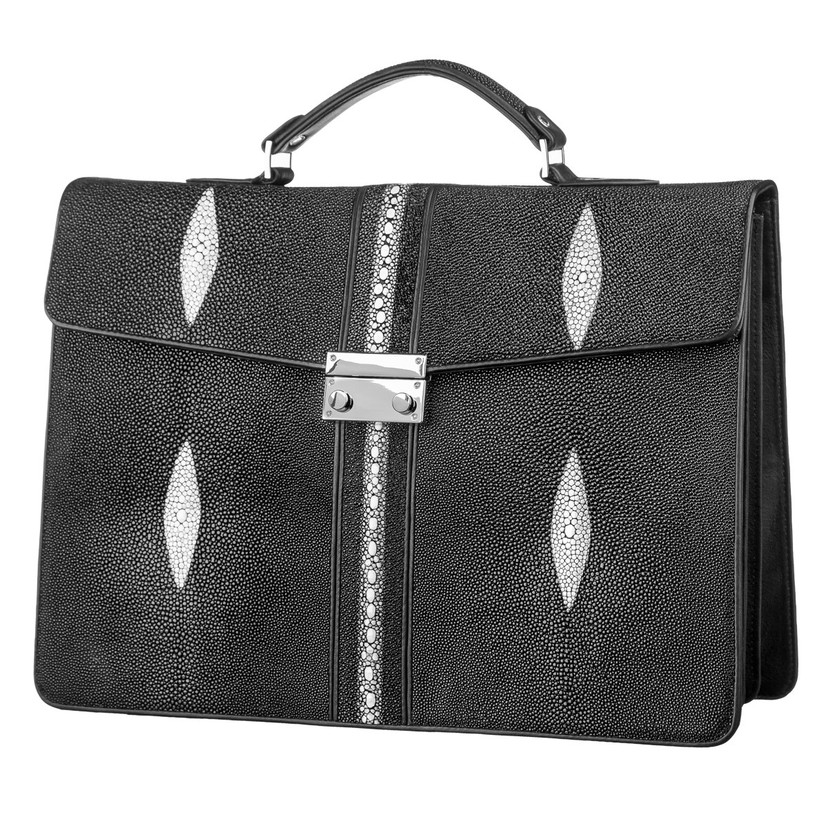Портфель STINGRAY LEATHER 181266 з натуральної шкіри морського ската Чорний, фото 1