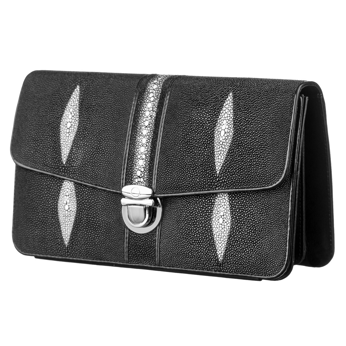 Барсетка чоловіча STINGRAY LEATHER 181273 з натуральної шкіри морського ската Чорна, фото 1