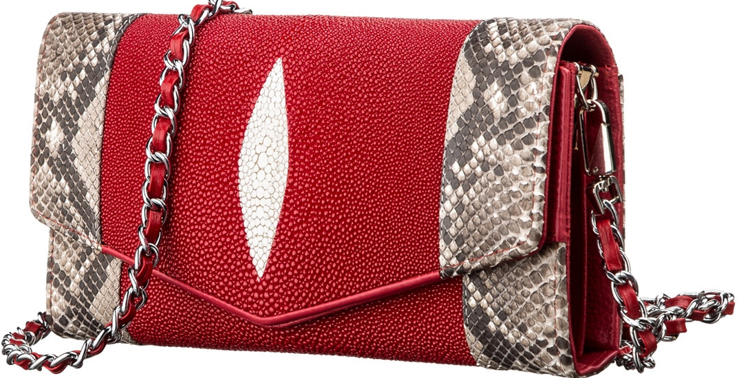 Сумка-клатч STINGRAY LEATHER 181512 з натуральної шкіри морського ската Червона, фото 1