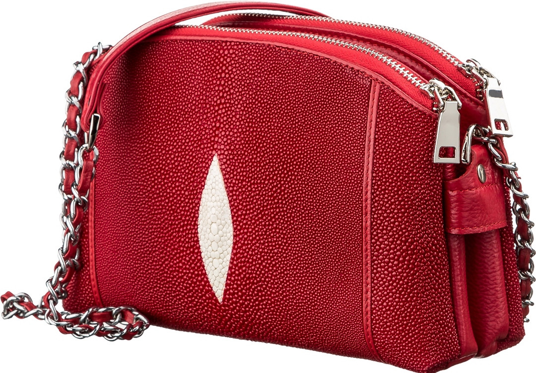 Сумка жіноча STINGRAY LEATHER 181513 з натуральної шкіри морського ската Червона, фото 1