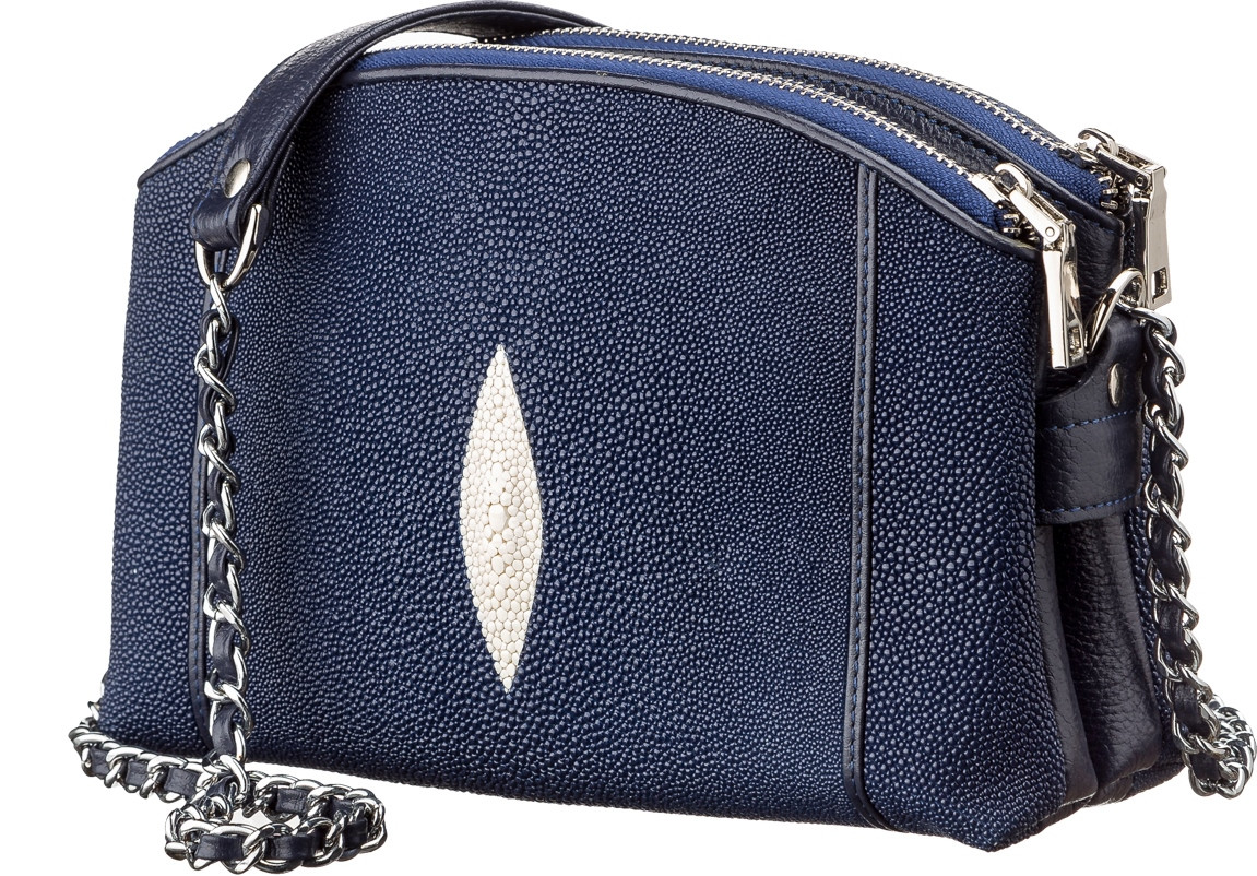 Сумка жіноча STINGRAY LEATHER 181514 з натуральної шкіри морського ската Синя, фото 1