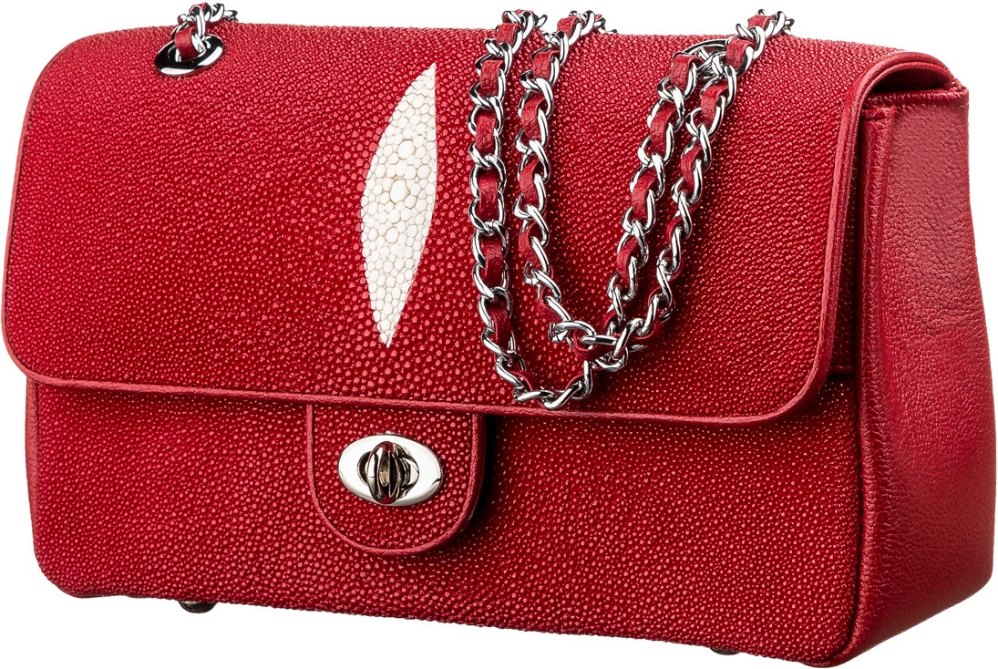 Сумка STINGRAY LEATHER 181519 з натуральної шкіри морського ската Червоний, фото 1
