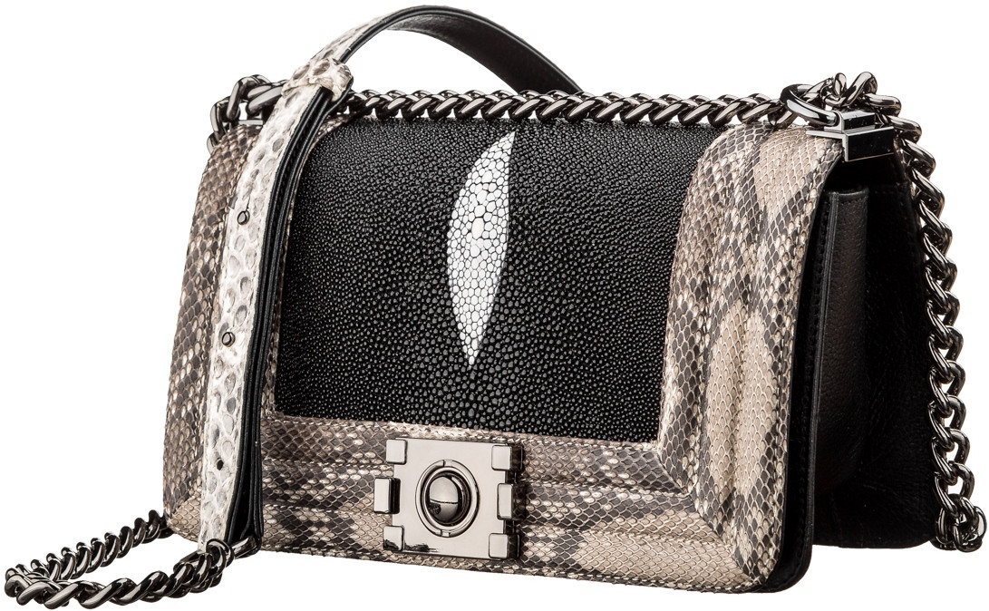 Сумка STINGRAY LEATHER 181521 з натуральної шкіри морського ската Чорна, фото 1